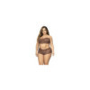Ensemble 2 pièces en dentelle grande taille, top à bretelles et shorty couleur cacao 